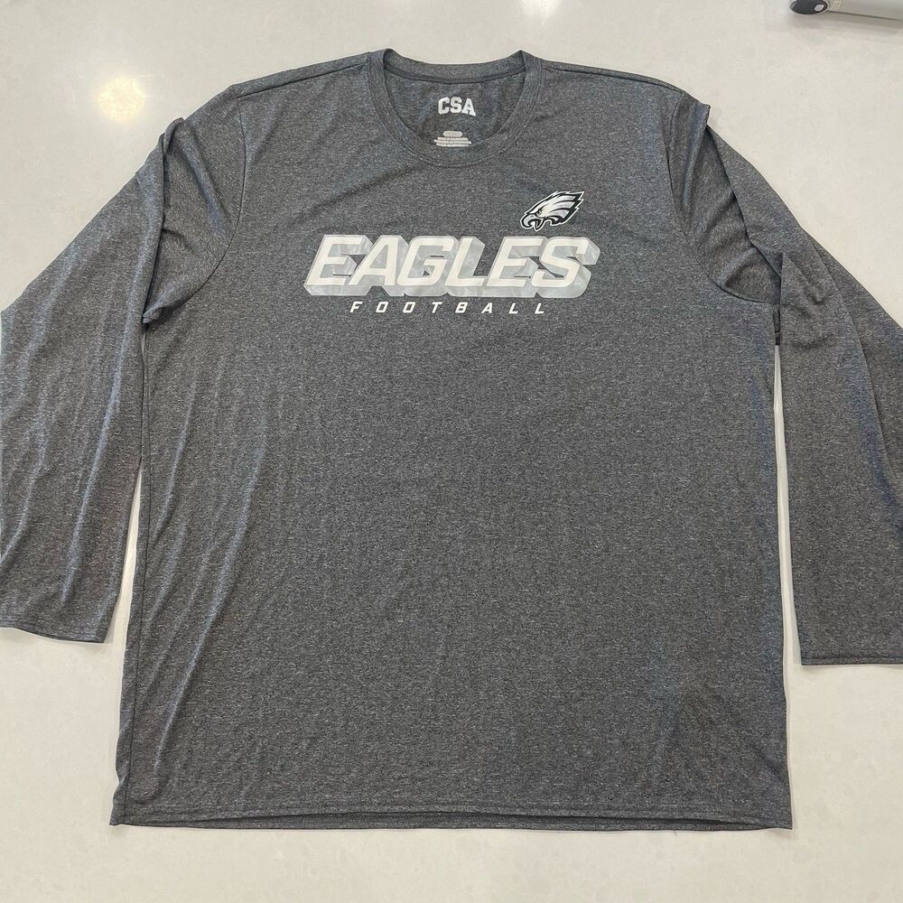 Philadelphia Eagles Shirt Mens 2XL Gray NFL Football Long Sleeve Crewneck Tee